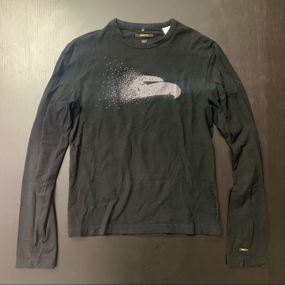 Black studded SIXTY long sleeve T-shirt size S - Picture 1 of 2